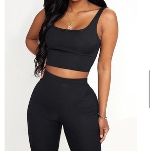 PLT Black ribbed crop top